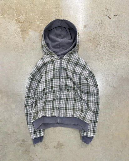 Stylowa Kurtka Z Zipperem w Kratę TM