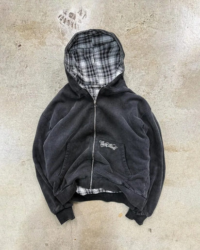 Stylowa Kurtka Z Zipperem w Kratę TM