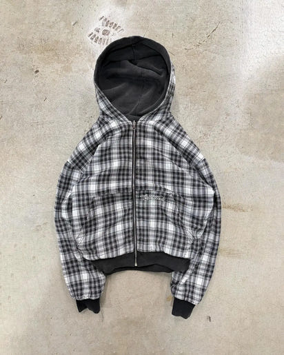 Stylowa Kurtka Z Zipperem w Kratę TM