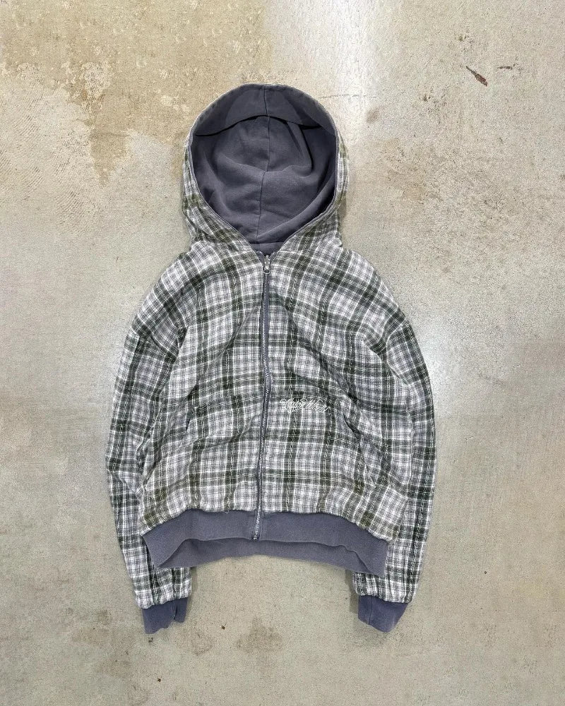 Stylowa Kurtka Z Zipperem w Kratę TM